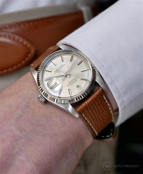 rolex datejust on leather strap|rolex datejust 36mm leather strap.